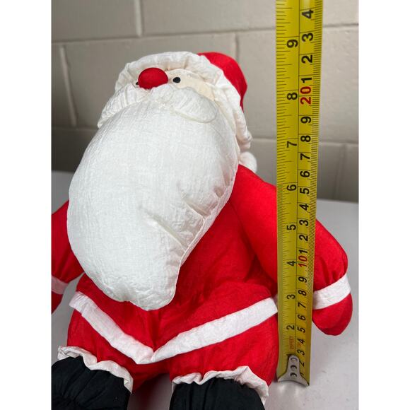 Vintage Puffy Santa Claus Plush Nylon Parachute Style 1990s J.S. International - Picture 3 of 6